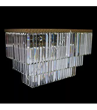 Люстра хрустальная Италия 7 Прямоугольник 3-яруса Пластина-20 Под Бронзу